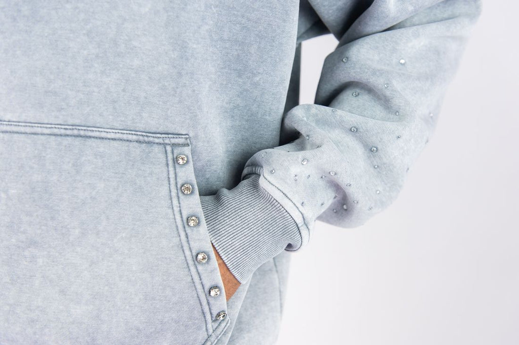 Spark Rhinestone Hoodie - Grey