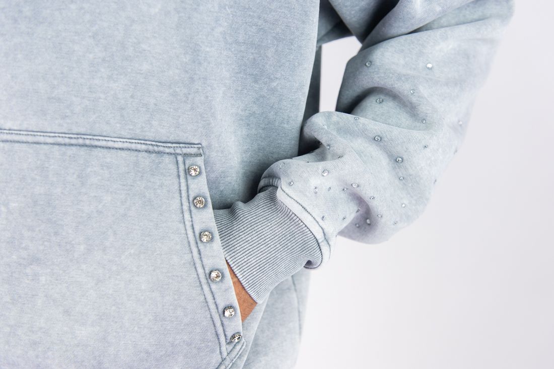 Spark Rhinestone Hoodie - Grey